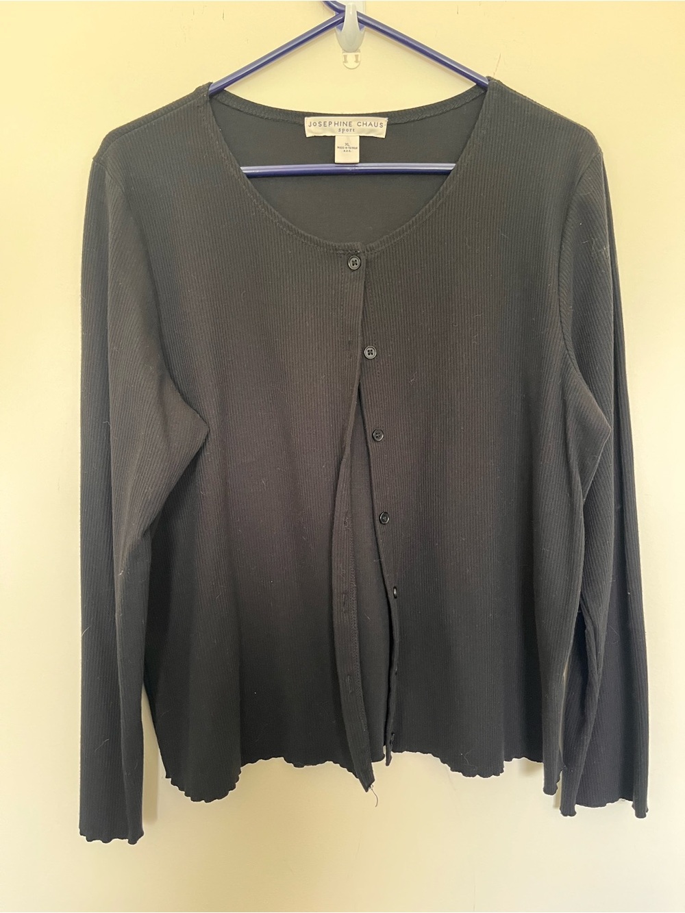 Josephine Chaus Black Ribbed Button-Front